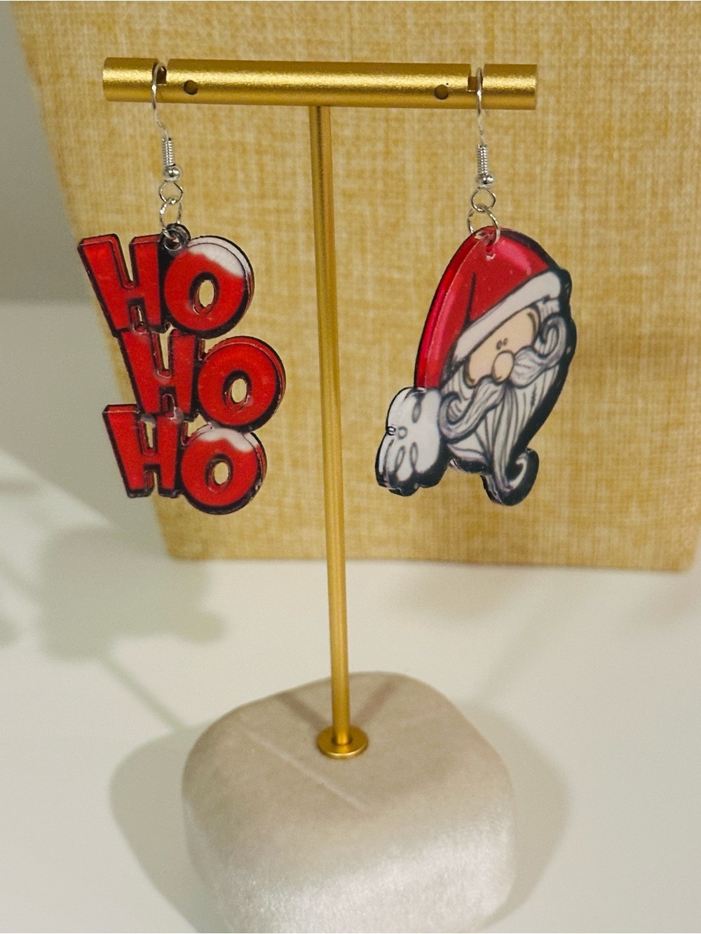 Fashion Jewelry Red 'HO HO HO' & Santa Drop Earrings